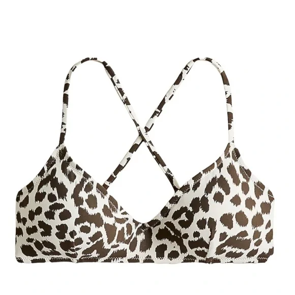 J Crew French Cross back High Cut Waist Bikini in Leopard Size XS NWT